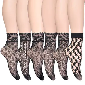 Jacquard Sexy Sheer Socks Ultra Thin Short Breathable Nylon Stockings Black White Custom Color Combo Pack Machine Washable Cozy Comfort Everyday Wear with Style