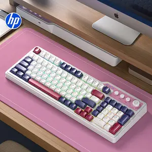 HP K360 Wireless Tri-mode Mechanical Tactile Feedback Keyboard, 99 Keys RGB Light Effect Tri-color Office RGB Backlight Gaming Keyboard, Rgb Lighting Keyboard, Type-C, Multimedia Keys, Gaming Room Accessories
