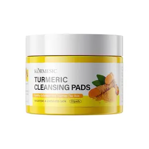 KORMESIC Turmeric Exfoliating Cleansing Pads for Acne and Dark Spots 50 Pads Gentle Salicylic Acid Pads for Dull Rough Skin, Brightening Pore Minimizer Cotton Pads with Centella & Olive Oil tumeric and kojic acid