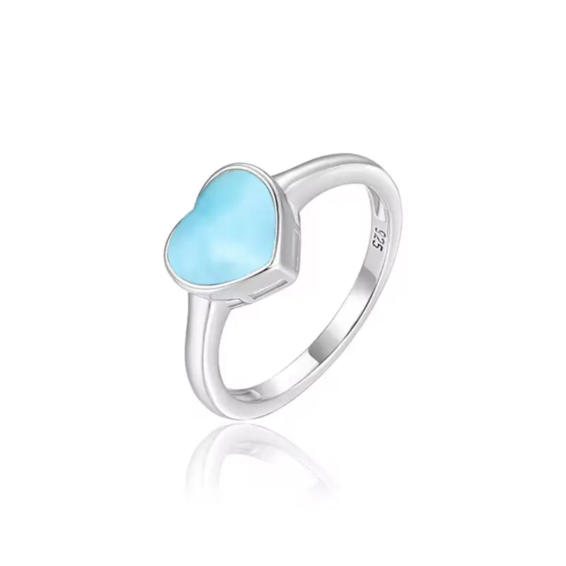 SOLYMAR NATURAL LARIMAR RING  IN STERLING SILVER tiny
