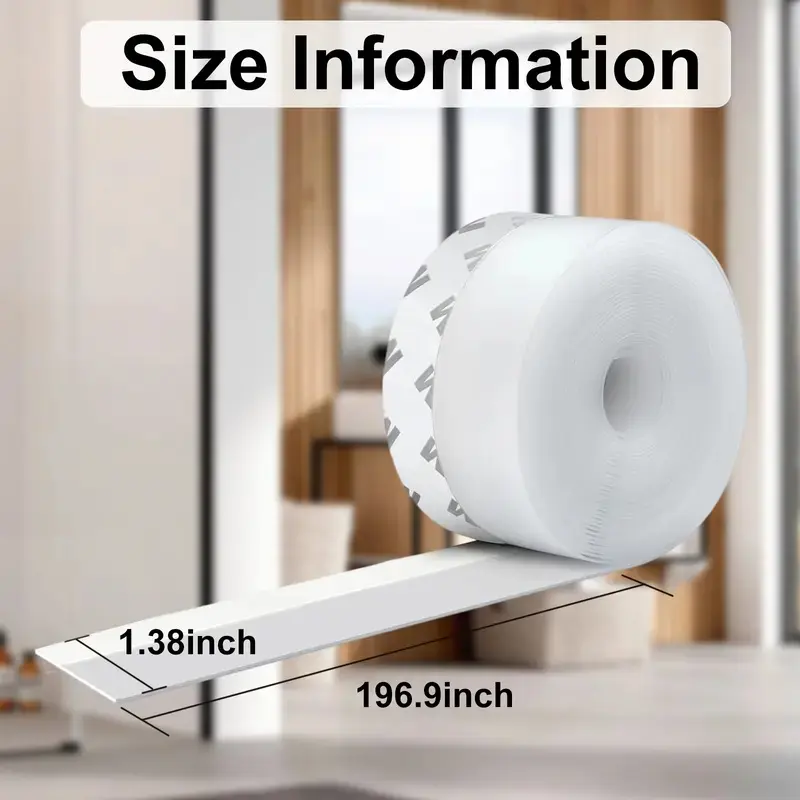 Quick-Fit Adhesive Seal Strip - 16.4ft x 1.38in Weather Stripping, Efficient Draft Blocker for Windows, Front Doors, Dorms, Reduces Noise Dust Bugs, Practical for Every Room, Apartments
