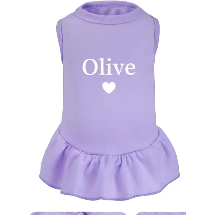 Personalized Small Dog Dress - Solid Soft Fabric Pet Apparel for Extra Small Puppies, Add Name, Name + Design, Personalized Look Option, Custom Photo for Photoshoots, Holidays Gifts