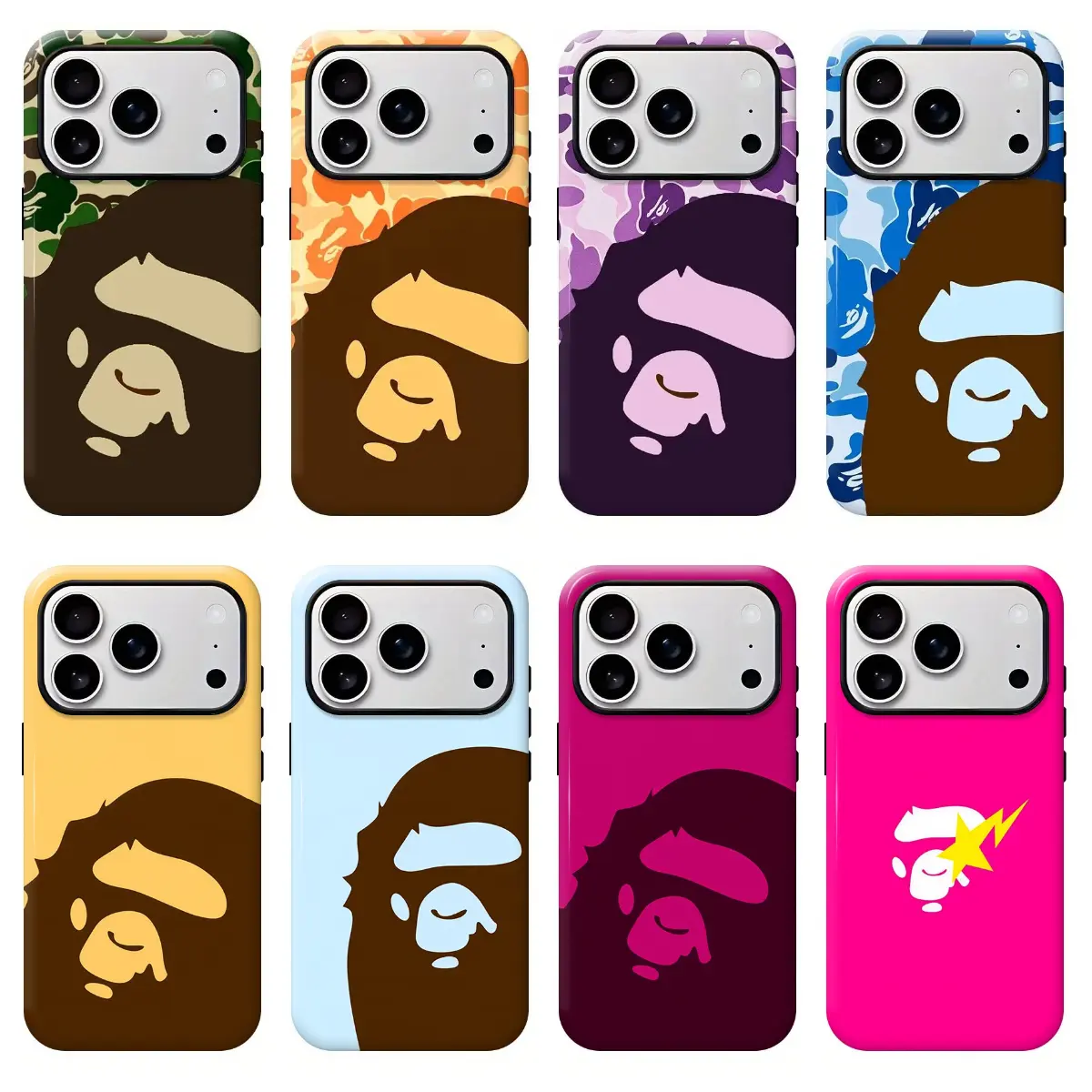 BAPE Ape Head Protective Smartphone Case - Mobile Phone Accessories for iPhone 11-17 Pro Max/Plus, iPhone Series Device Cover