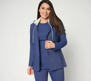 RM Studio x Rebecca Minkoff Stretch Twill Blazer with Removable Hood