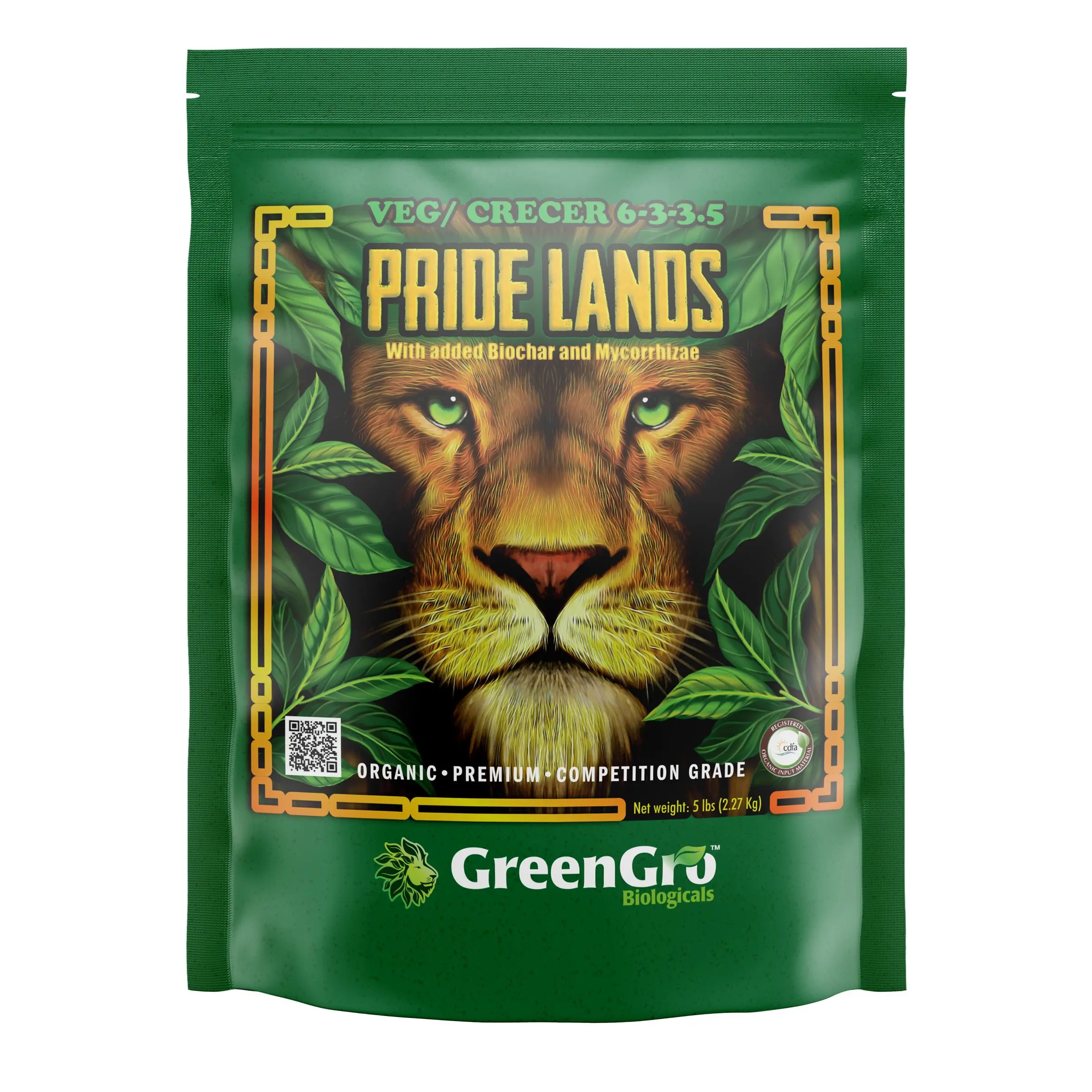 Multi-Purpose Pride Lands Veg Formula, All-Natural Premium Fertilizer with Biochar, for Healthy, Vigorous Plant Growth
