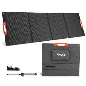 VEVOR 200W Foldable Solar Panel, 24 High-Efficiency Portable Monocrystalline Solar Panel Charger with MC4 Output, USB-A, Type-C DC Ports, IP67 Waterproof for Power Stations, Camping, Hiking Trips