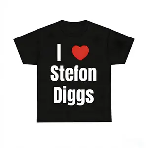 Game Day Gear Cotton TShirt Featuring I Heart Stefon Diggs for Fans with Bold Graphic Design
