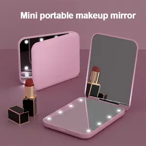 Portable LED Light Makeup Mirror, 1 Box 1X/3X Magnification LED Makeup Mirror, Pocket Mirror for Women & Girls, Travel Makeup Mirror
