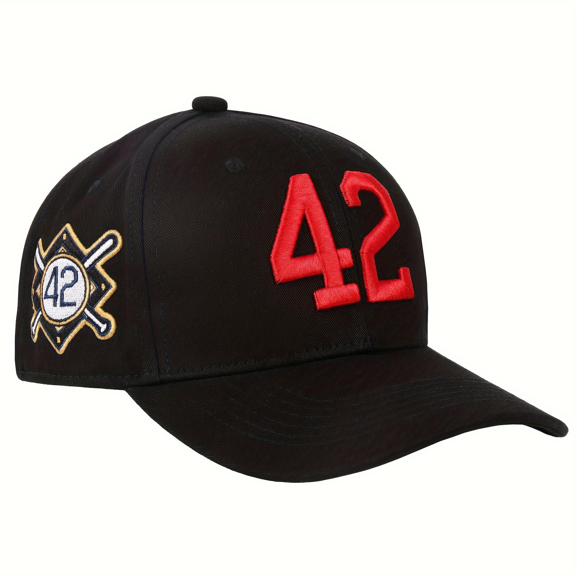 50th Patch #42 Robinson Baseball Day Men's Baseball Cap Blue Black Adjustable Curved Brim Outdoor Sport Hat Dad Cap Snapback Fitted 100% Polyester 3D Embroidery