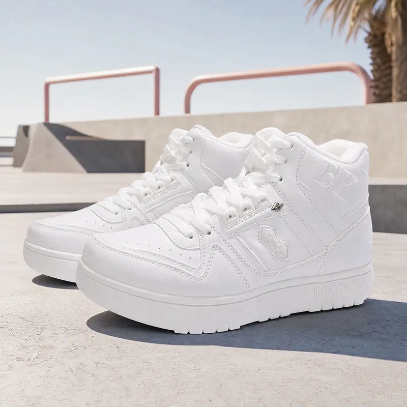 British Knights Women's High-Top White Casual Shoes - Retro Style, Aesthetic, Simple Fits, Walking Shoes, Comfy Trainers TikTok Shop Back to School Stock Up Sale, Footwear,cushioned walking shoe high top cute shoes, shoes startk, sohochic