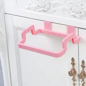 Kitchen Cabinet Door Back Type Trash Bag Holder, 1 Count Plastic Portable Home Supplies Household Trash Garbage Bag Holder, Hangable Trash Storage Rack