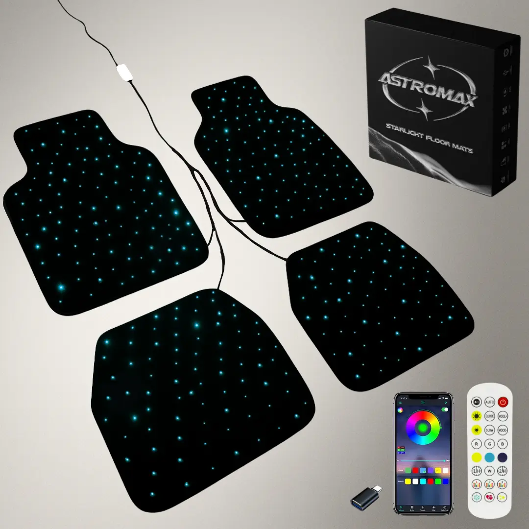 Starlight Waterproof Car Floor Mats 4PC 100+ Colors USB Universal One Size Fits All