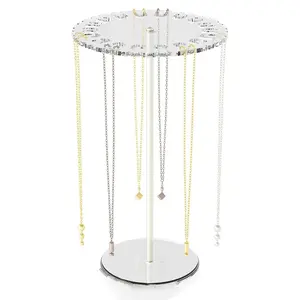 Acrylic Transparent Stylish Necklace Organizer, Rotating Jewelry Display Stand for Girls Room, Small Necklace Hanging Tree, Jewelry Storage Unit