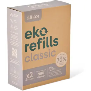 Eko classic refills 2 count only ecofriendly diaper pail refills made with 70 recycled materials quicker easier more cost effective than trash bags unscented