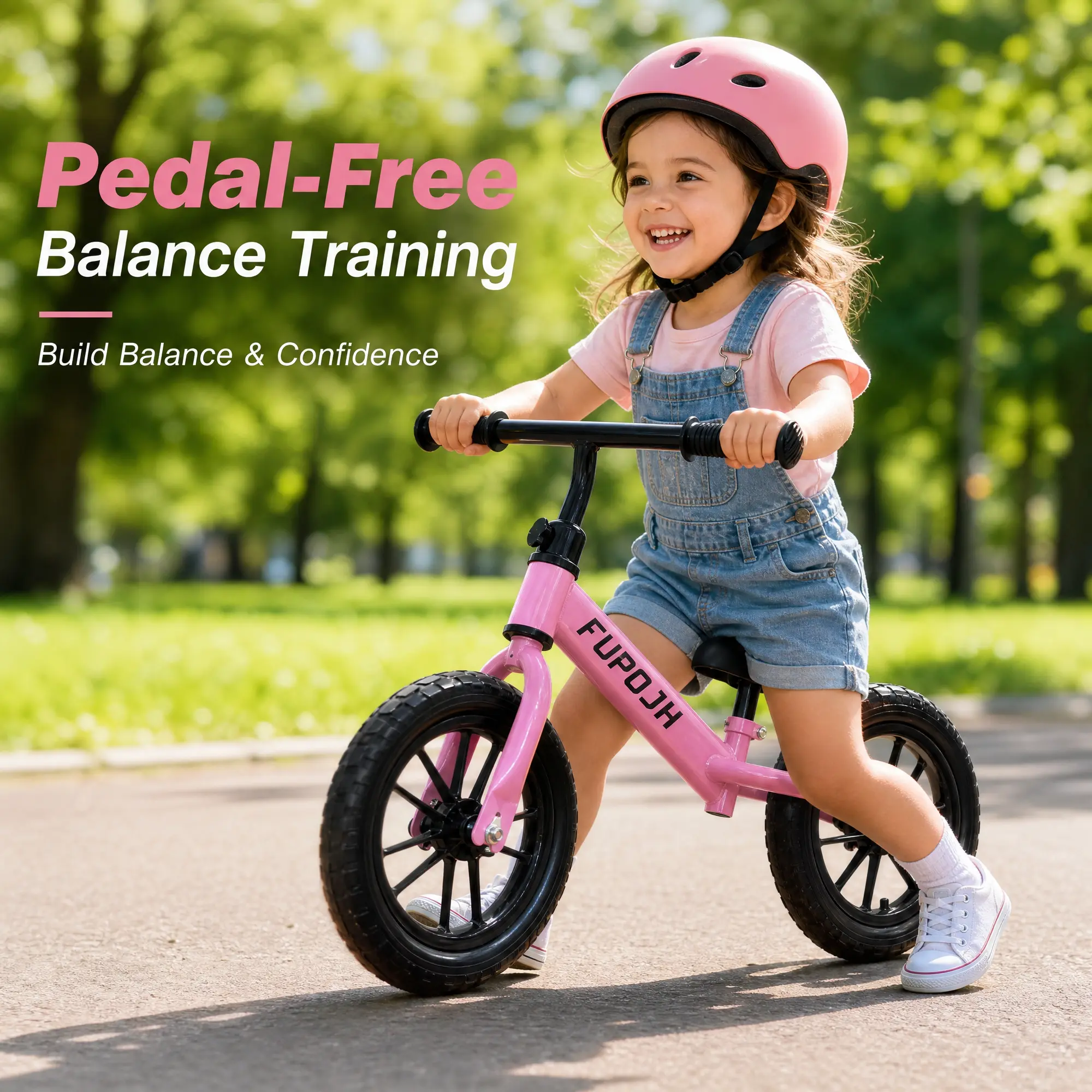 The Best Gifts for Kids：FUPOJH Toddler  Bikes (Ages 2–5) Lightweight Balance Bike with Adjustable Seat and Handlebars, kids bicycle, EVA Tires, Flashlight Wheels, Convertible from Balance Bike to Pedal Bike—Kids' Toy Bike for Ages 2–5