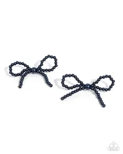 Better Ballerina - Blue Pearl Bow Post Earrings - Paparazzi