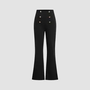 Cider [size 2-10] High Rise Solid Button Flared Trousers