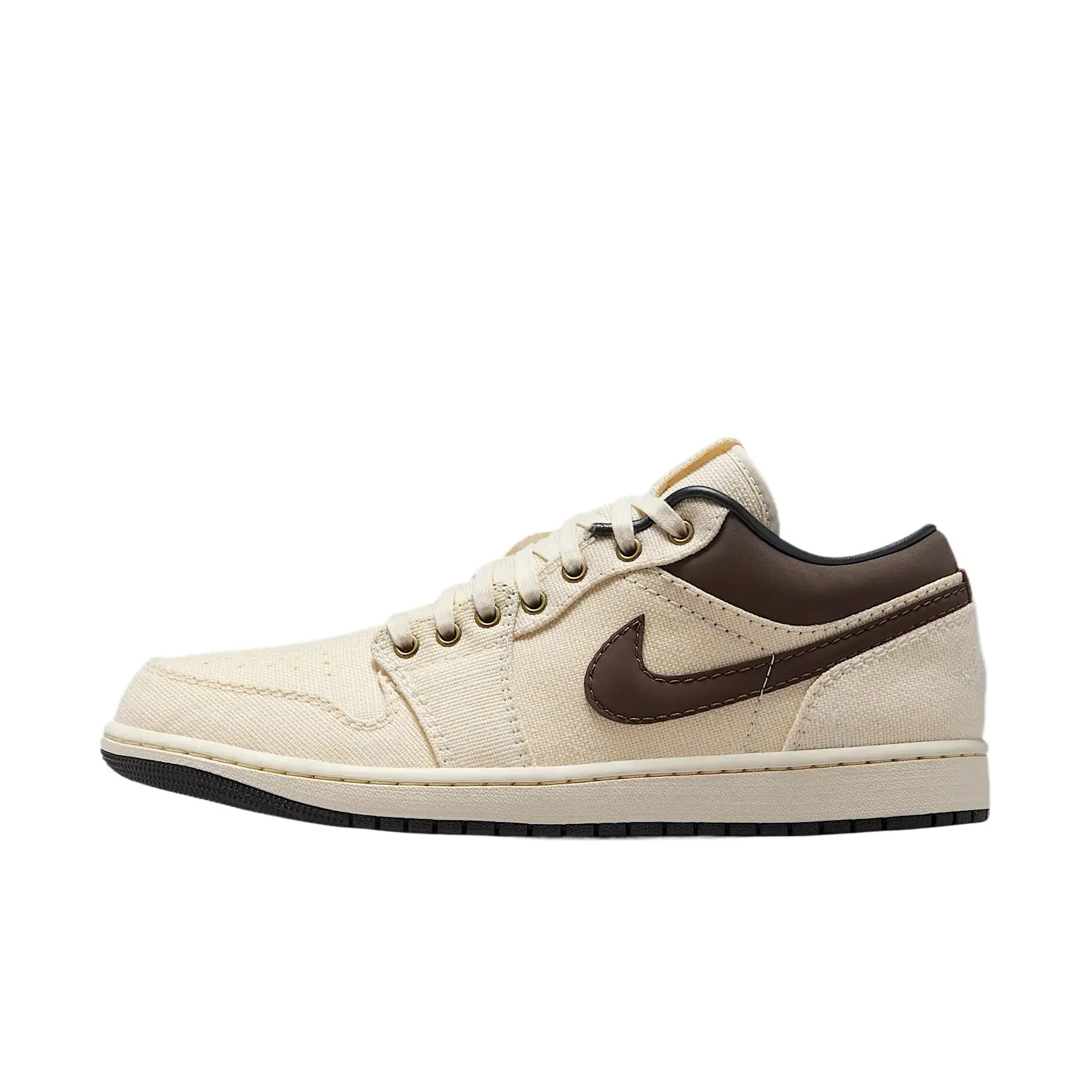 Air Jordan 1 Low Top Premium 'Ivory Baroque Brown' Men's Athletic Shoes - Suitable for Casual & Sports Activities, Available in 6.5US, 7US, 13US