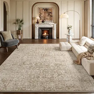 RUGIXE Vintage Cream Boho Area Rug 8x10 5x8 4x6, Machine Washable Soft Velvet Non Slip Low Pile Durable Rug for Living Room Bedroom Dining Entryway Decor