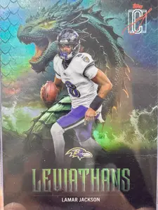 (1) Lamar Jackson SSP Leviathans Raw Sports Trading Card Single