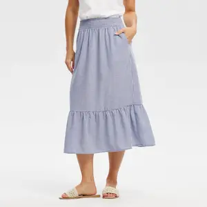 Women's Smock Waist Skirt - Universal Thread Blue Striped L