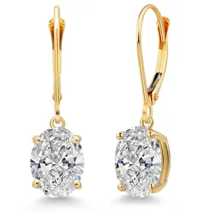 3.00 Cttw IGI Certified Lab Grown Diamond Dangle Drop Earrings For Women in 14K Yellow Gold | Oval 1.5 Ct Each | VS1 Clarity | D-E Color
