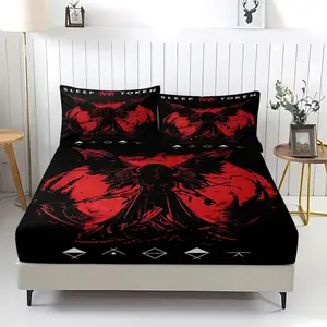 Rock band themed bed sheet, Bed sheet set, with "Sleep Token" sleep god pattern, soft, comfortable and easy to care for bedding suitable for children and teenagers, made of anti allergic materials that are universal throughout the year