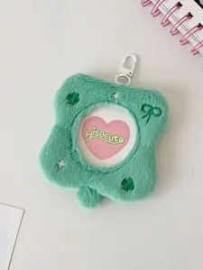 Cartoon Plush Display Bag 58mm Anime Badge Storage Protector, Small Hanging Pouch, Keychain Case, Collectible Accessory Holder