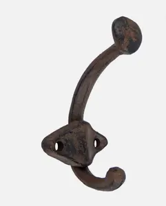 Cast Iron Double Wall Hook Rustic Coat Hanger Key Holder Towel Purse 3 1/2 inch