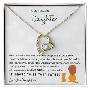 To My Daughter Necklace-I'm Proud To Be Your Father Forever Love Necklace, Gift For Daughter From Dad, Mother Daughter Gifts, Father Daughter Necklace