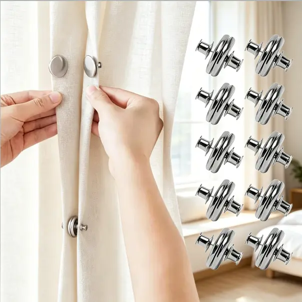 10 pcs,Magnetic Curtain Buckle,Magnetic Curtain Clips Prevent Light Leaking,Keep Curtain Closed for Home Bedroom Bathroom Office Draperies Household Convenient.