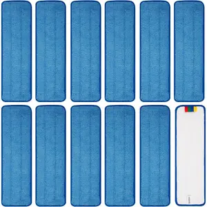 12 Pack Replacement Microfiber Pad - Thick - Universal Commercial 17-18 Inch Mop Head- Heavy Duty - Wet & Dry Commercial Cleaning Refills Reusable Mop Refills Fit for Most Microfiber Flat Mop System