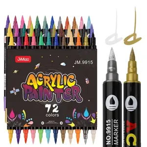 Acrylic Paint Marker Pen, 12/24/36pcs Double Nib Acrylic Marker Pen, Dual Color Art Markers Brush Pen for DIY Crafts, Graffiti, Cloth Painting, Art Markers Set