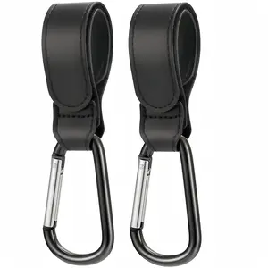 2 Pack  Hooks,  Straps for Diaper Bags,Adjustable  Carabiner Clip,  Accessories for nuna,Uppababy,Bob,Hook for ,Scooter,,Walker Accessories(Black)