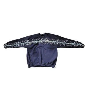 Lagarme Barbed wire sweater, Y2K Tapestry Hoodie, concert gym hoodie, hiphop sweater, tapestry hoodie, handmade anime gift, Casual Fashion Menswear Streetwear y2k crewneck