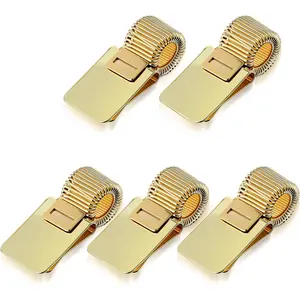 5 count Metal Pen Clip Holder, Portable Pen Holder Clips Adjustable Spring Loop Organizer for Notebook Clipboard  Tone