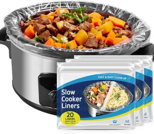 Crock Pot Liners, 60 Count 13" x 21" Large Size Slow Cooker Liners Fits 3-8 Quart Pots, Disposable Cooking Bags Suitable for Oval & Round & Retangular Crock Pot