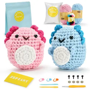 Zepiany Axolotls Crochet Kit for Beginners, Amigurumi Crocheting Animals Kits with Step-by-Step Video Tutorials, Knitting Starter Pack for Adults and Kids