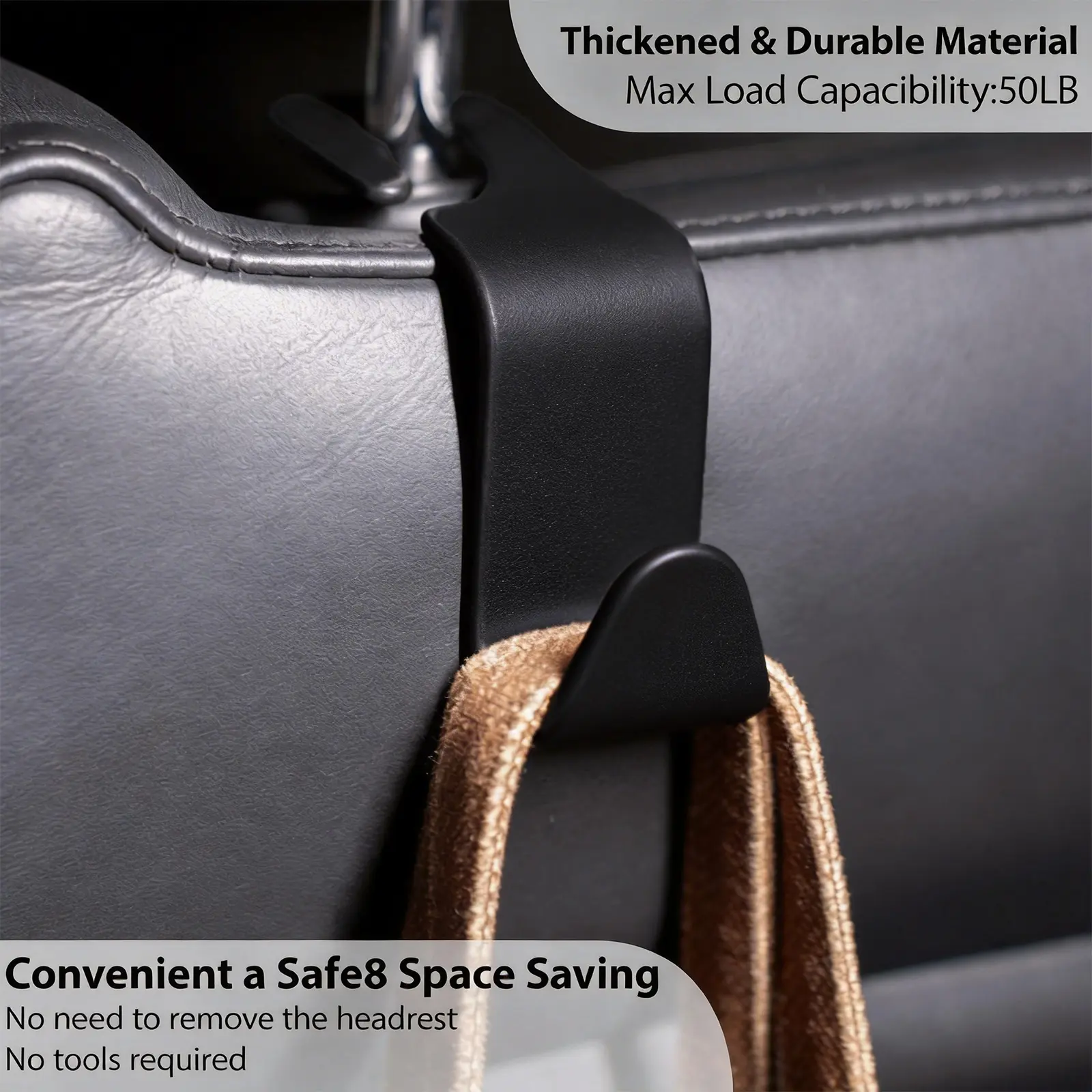 4 Pack Car Headrest Hooks - Car Interior Stowing Backseat Holders, Tool-Free Install Bag Accessories for Shopping Bags, Handbags, Jackets, Holds Umbrellas for Rainy Commutes, Auto Interior Storage , Organizes Items,#TikTokBackToSchool