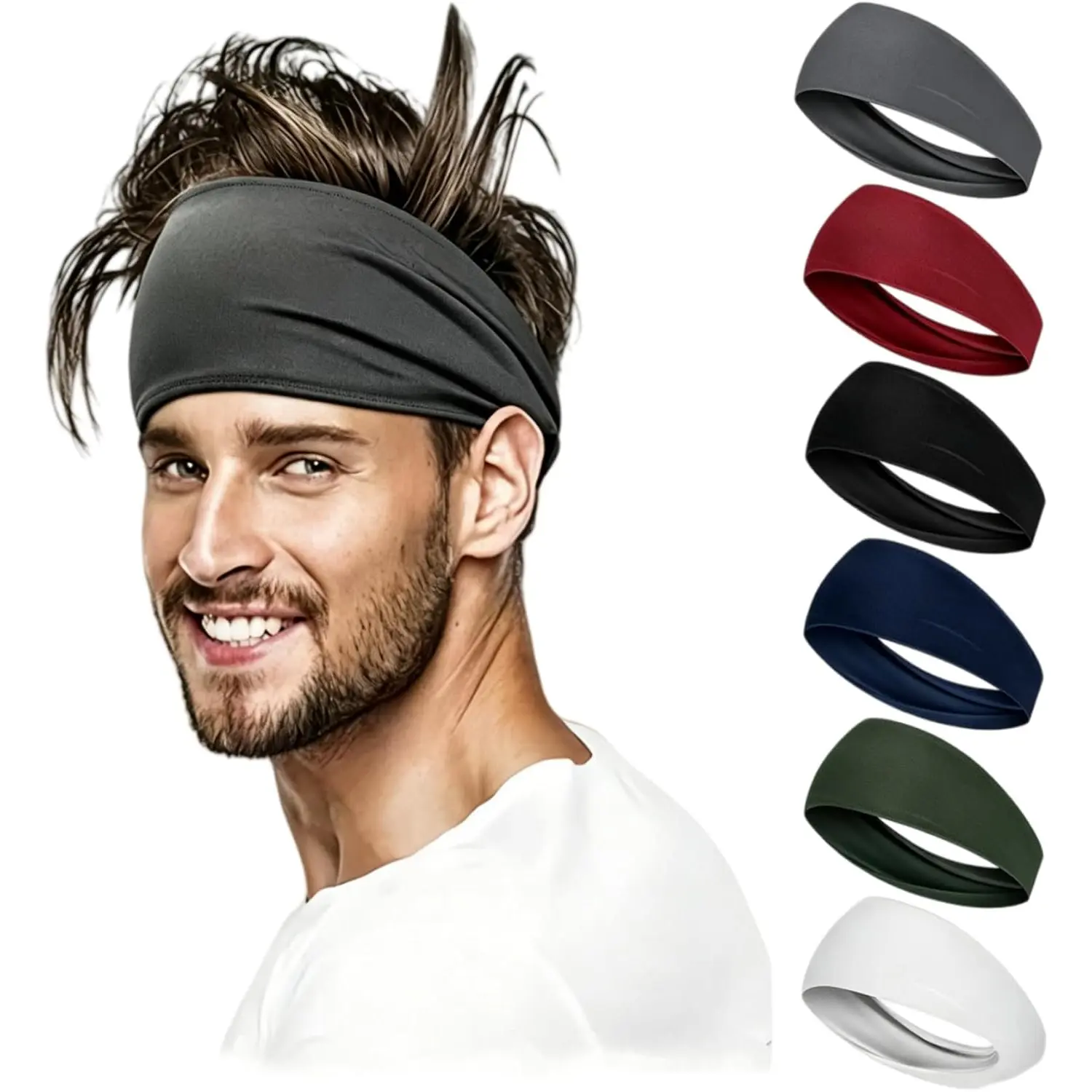 Unisex Nylon Blend Quick Dry Sports Headband - Tennis Sweatband, Stretch Hair Band for All Seasons