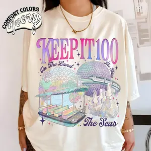 Comfort Colors Keep It 100 Shirt, Eras Tour Gift, The Land The Seas The Skies WDW Tshirt, Retro Magic Kingdom Theme Park Tee