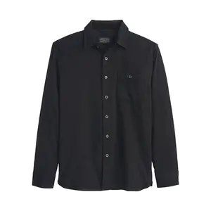 Pendleton Menswear Fremont Flannel Cotton Top - Fitted Longsleeves, Charcoal Heather, Medium Length, Plain Pattern, Casual Minimalist Autumn Shirt with Pocket