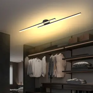 Modern LED Long Ceiling Light, Gold/Black (60/80cm), Warm Light/Stepless Dimming Optional, Wired Design, Suitable For Entryway, Balcony, Foyer, Bedroom, Living Room, Study, Dining Room - Home Decoration