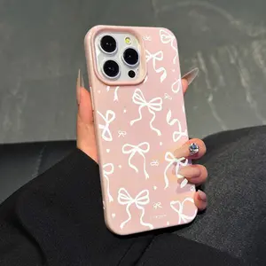 Bow Pattern Phone Case, Comfortable Feel, Protects From Drops, Fits Multiple iPhone Models, Durable Anti-Fingerprint Tpu Cover