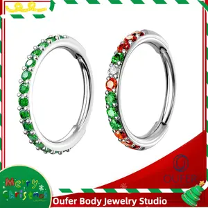 Oufer Christmas 20G AAA+ Grade CZ Hinged Nose Nostril Piercing Hoop Ring Conch Helix Lobe Tragus Rook Hoop Cartilage Ring  Inner Diameter 5mm 6mm 7mm 8mm 9mm 10mm 11mm 12mm in Black Purple Pink Green Blue
