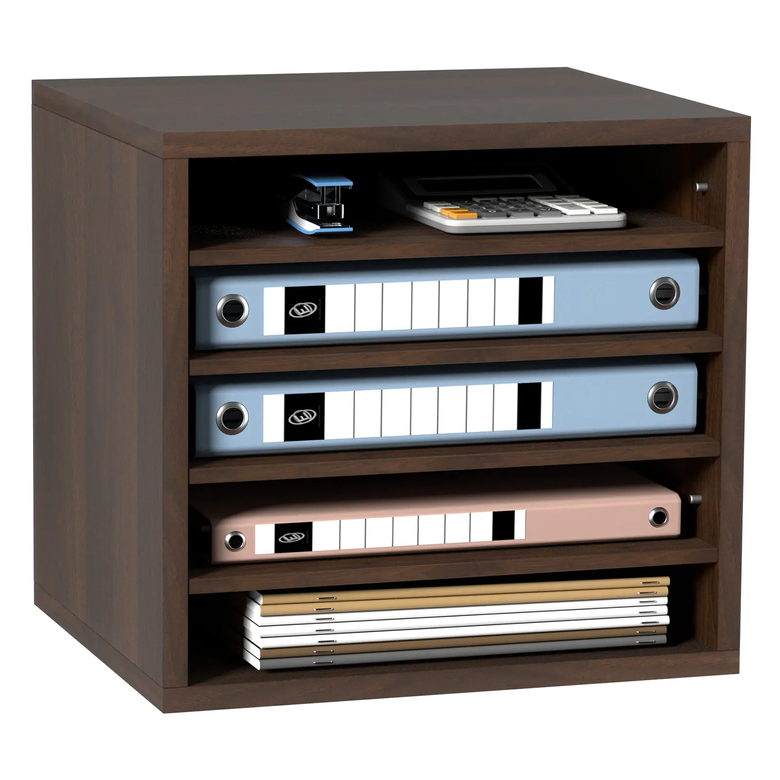 【Summerfinds】VEVOR Brown Chipboard Desktop Organizer - 5-Compartment Multi Purpose, Adjustable Shelves, EPA Certified Paper Holders, 13.9x12x13 in Office & Home Use, Spot Clean Compatible