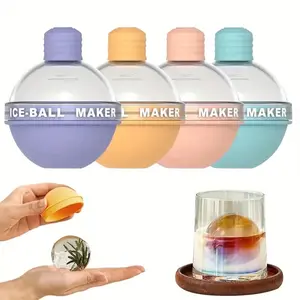4-Piece Sphere Ice Molds with Lids – Makes Light Bulb and Round Large Ice Cubes, Silicone for Easy Release, for Whiskey and Cold Drinks