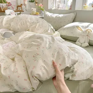 2026 Cloud Cotton Bedding Set, Student Dorm Three-Piece, Home Bedroom Four-Piece, Fresh Floral, Cute Cartoon, Soft Bedding Sets
