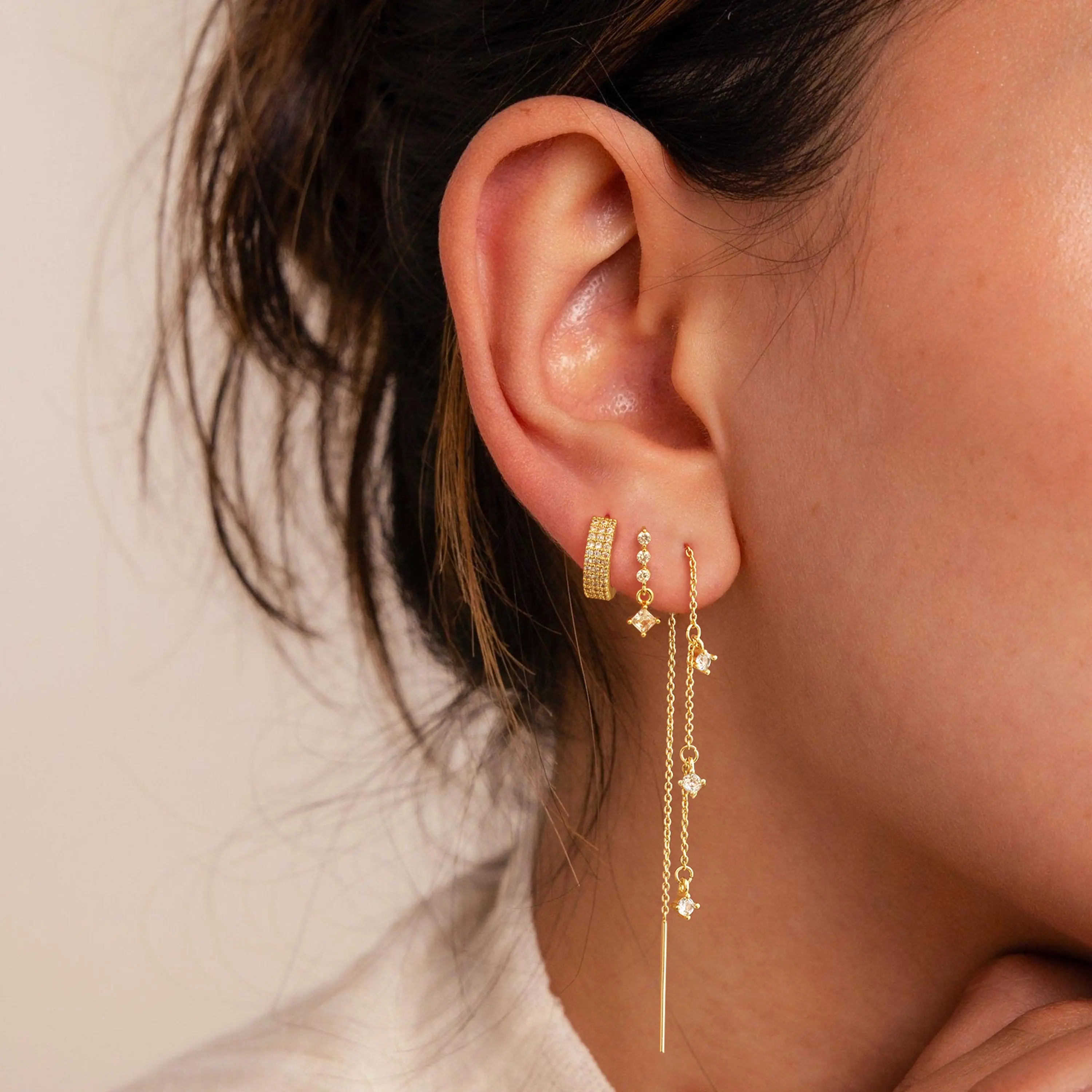 3-Layered Chain Tassel Gold Earrings, Luxury Dangle Studs, Hypoallergenic Waterproof Accessories for Women, Ideal for Party Wear or as a Bridesmaid Gift, Earrings For Women, Gold Aesthetic, Chain Detailed Earrings