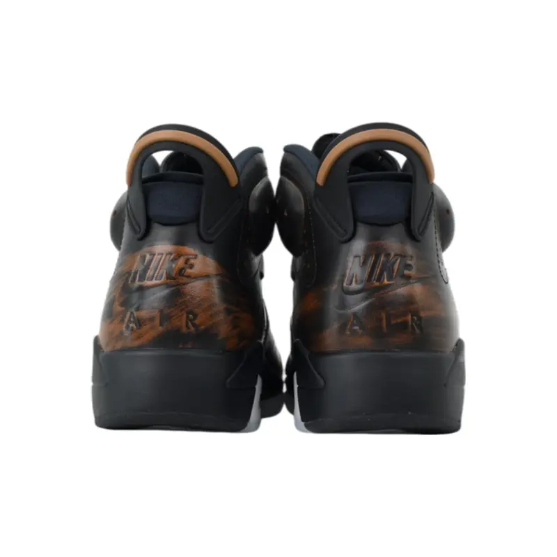 Black Burnt Brown Gradient Full Grain Leather High Top Basketball Shoes, Glossy Gold Hardware, Shock Absorbing White Air Cushion Sole, Men Urban Street Athletic Footwear